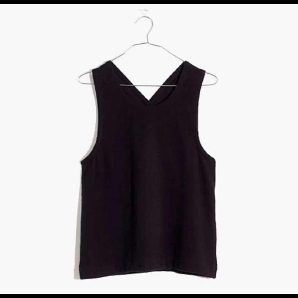 Madewell Ottoman Jacquard Cross Back Tank Top NWT